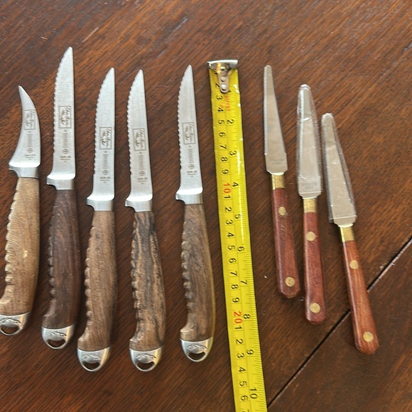 🇧🇷 Set of 5 MUNDIAL steak knives & 1 fish knife. Stamped Olivier Anquier. Brazil - Picture 2 of 12